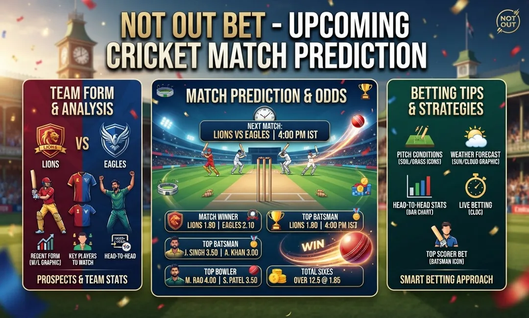 Not Out Bet – Upcoming Cricket Match Prediction